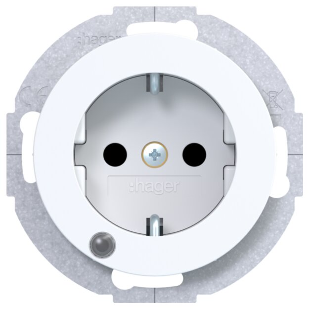 Hager WLS1463WG Steckdose SCHUKO LED mit Berührungsschutz R.Cl Polarweiß
