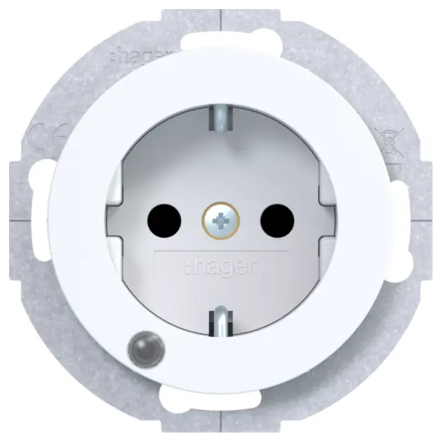 Hager WLS1463WG Steckdose SCHUKO LED mit Berührungsschutz R.Cl Polarweiß