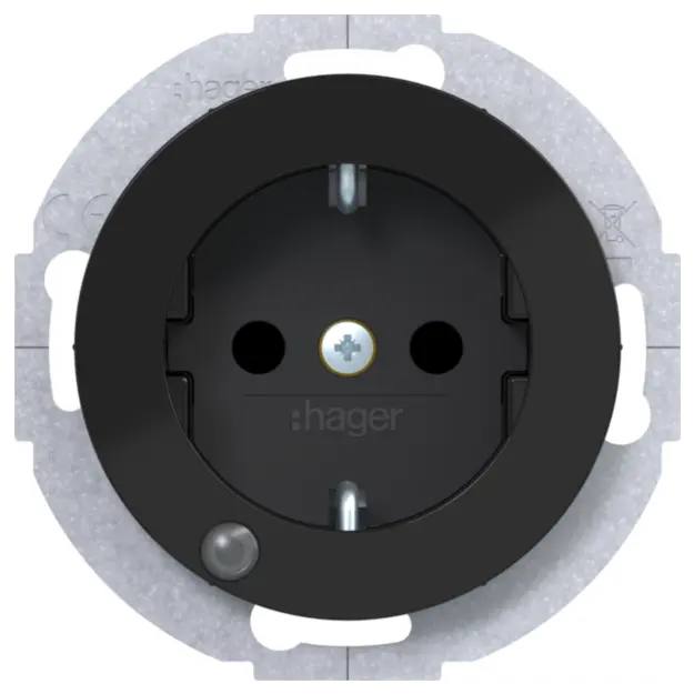 Hager WLS1463BG Steckdose SCHUKO LED mit Berührungsschutz R.Cl Schwarz