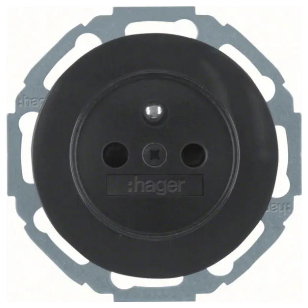 Hager WLS1600BG Steckdose mit Schutzkontaktstift mit Berührungsschutz R.Classic Schwarz