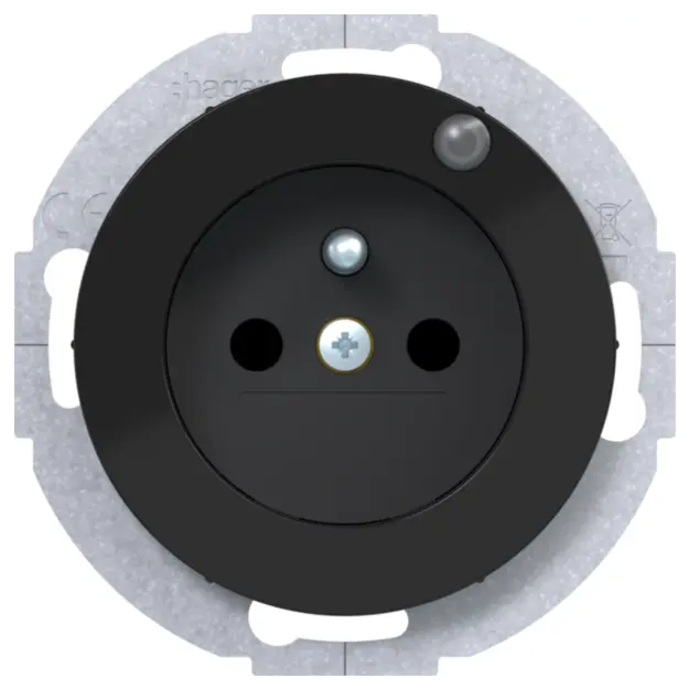 Hager WLS1863BG Steckdose mit Schutzkontaktstift LED R.Cl Schwarz