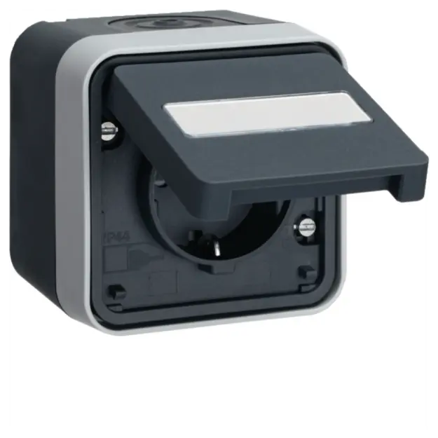 Hager WNC180 Steckdose SCHUKO mit Klappdeckel W.1 Grau