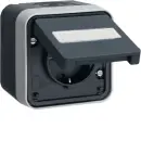 Hager WNC180 Steckdose SCHUKO mit Klappdeckel W.1 Grau