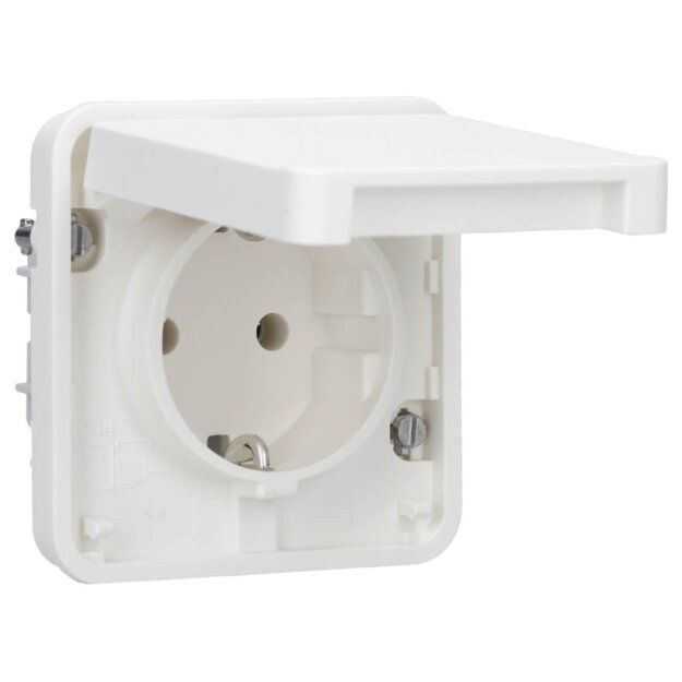 Hager WNA140B Steckdoseneinsatz SCHUKO mit Klappdeckel W.1 Polarweiß