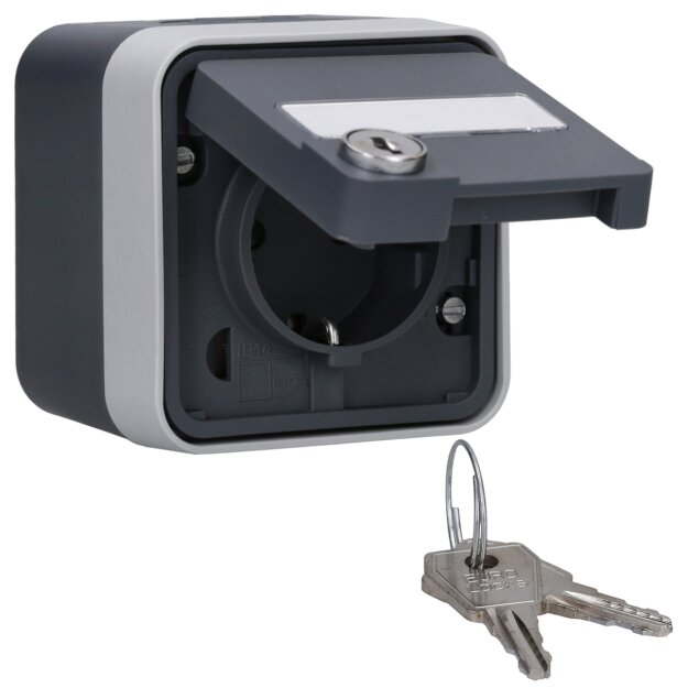 Hager WNC166 AP Steckdose 1-fach mit Klappdeckel...