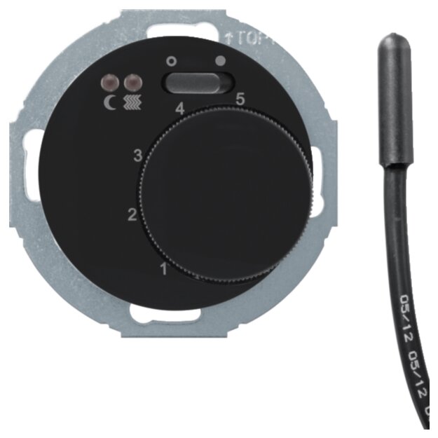 Hager WLN5034BG Fußbodentemperaturregler m Z-St ReKno u 2Ln R.Cl Schwarz