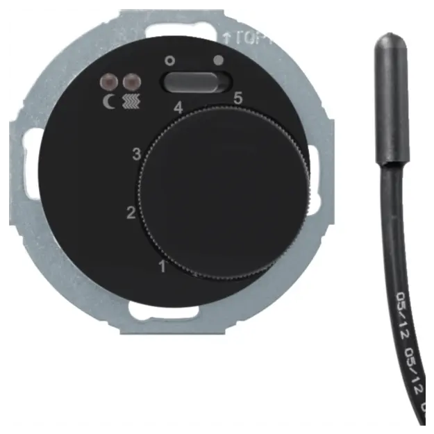 Hager WLN5034BG Fußbodentemperaturregler m Z-St ReKno u 2Ln R.Cl Schwarz