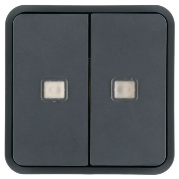 Hager WNT954 Wippe 2-fach Taster BA Linse AP W.1 Polarweiß