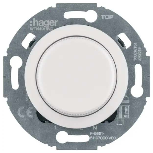 Hager WTN4041WG Nebenstellen-Einsatz Uni-Drehdimmer 1930/Gl/R.cl Polarweiß