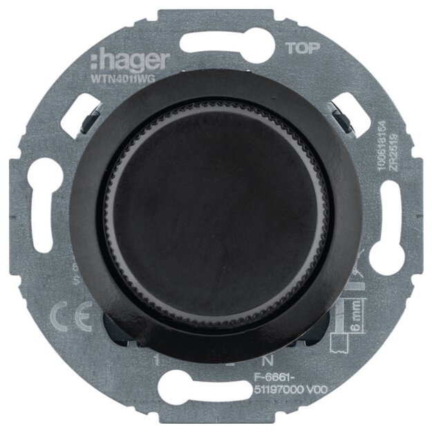 Hager WTN4041BG Nebenstellen-Einsatz Uni-Drehdimmer 1930/Gl/R.cl Schwarz