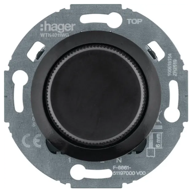 Hager WTN4041BG Nebenstellen-Einsatz Uni-Drehdimmer 1930/Gl/R.cl Schwarz