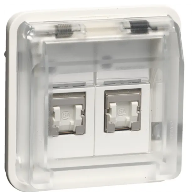 Hager WNA227B UAE Steckdoseneinsatz 8/8p Kat.6 W.1 Polarweiß