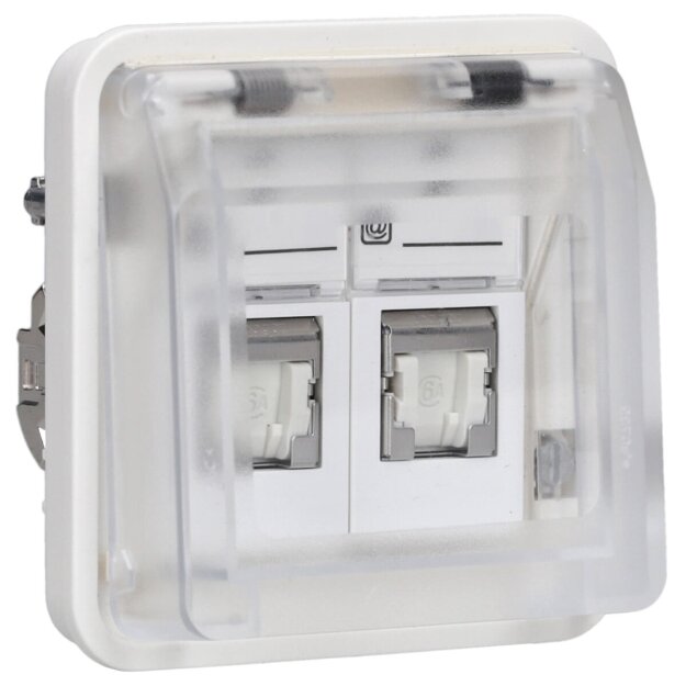Hager WNA227B UAE Steckdoseneinsatz 8/8p Kat.6 W.1 Polarweiß
