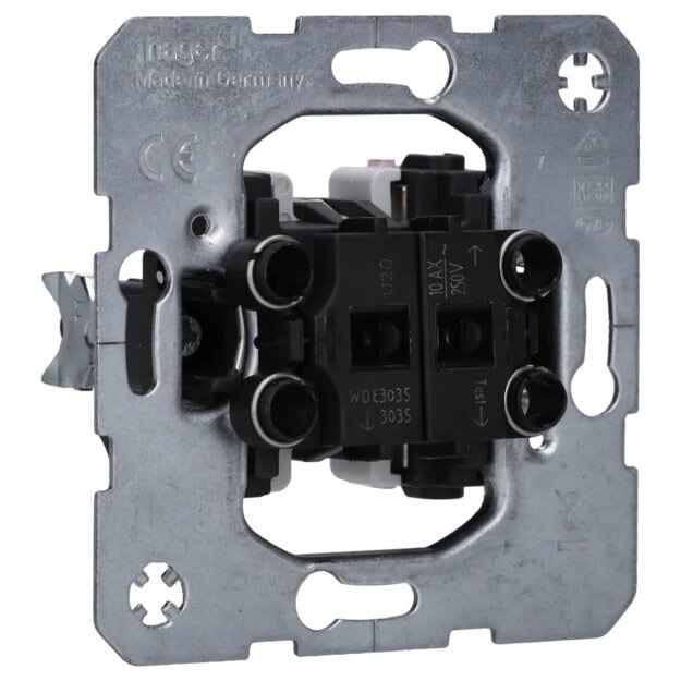 Hager WDE3035 Serienschalter Wippenschalter-Einsatz zwei Tasten Unterputz 10A/250V IP20