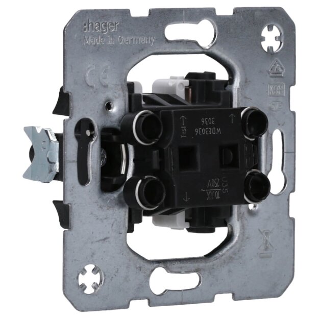 Hager WDE3036 Aus-/Wechselschalter Unterputz Wippschalter-Einsatz 10Ax/250V IP20 N-Klemme