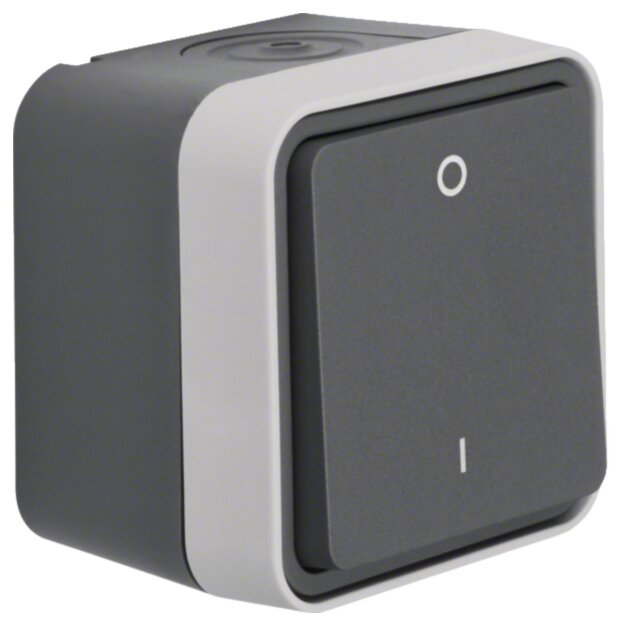 Hager WNC008 Ausschalter 2pol Druck 0 u 1 AP W.1 Grau
