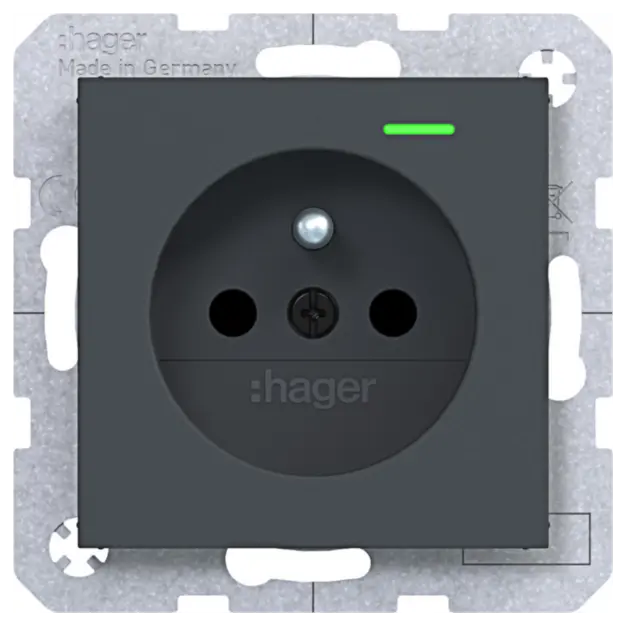 Hager WAS1863AT Steckdose SCHUKO LED mit erhöhtem Berührungsschutz Ax/Cx