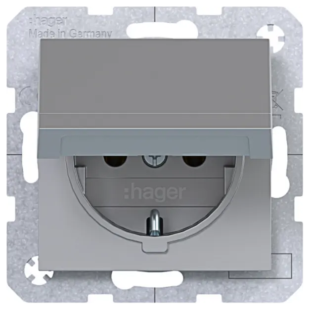 Hager WAS1110TA Steckdose SCHUKO mit Klappdeckel Ax/Cx Titan
