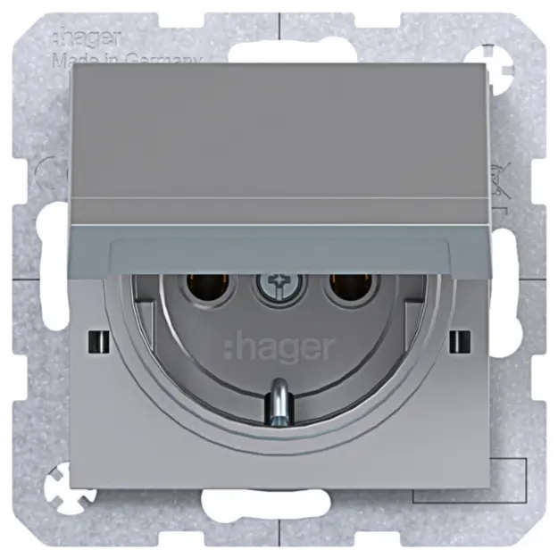 Hager WAS1112TA Steckdose SCHUKO mit Klappdeckel Ax/Cx Titan