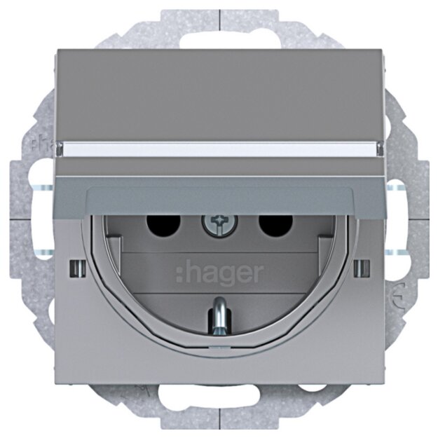Hager WAS1214TA Steckdose SCHUKO mit Klappdeckel Ax/Cx Titan mt la