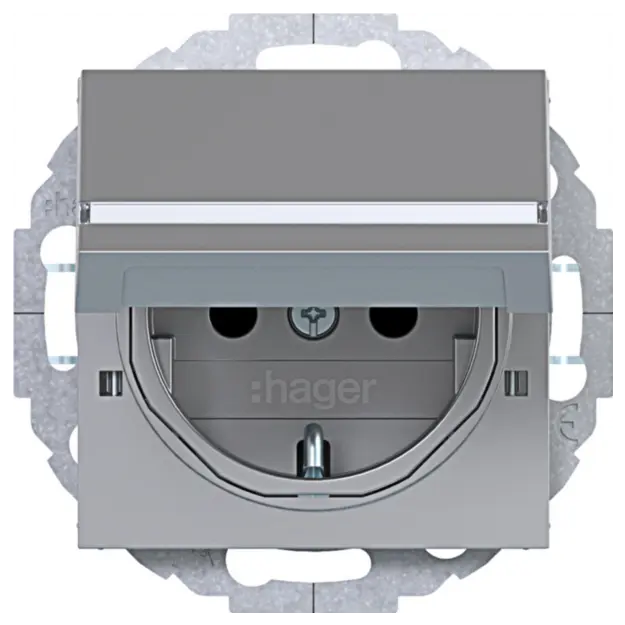 Hager WAS1214TA Steckdose SCHUKO mit Klappdeckel Ax/Cx Titan mt la