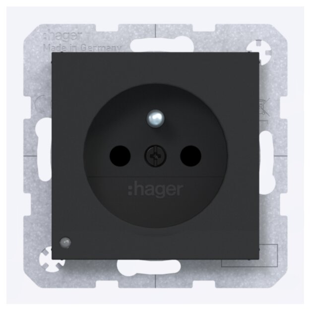 Hager WAS1862BM STD SKT LED-O.Li mit erhöhtem Berührungsschutz SLKL Ax/Cx Schwarz matt