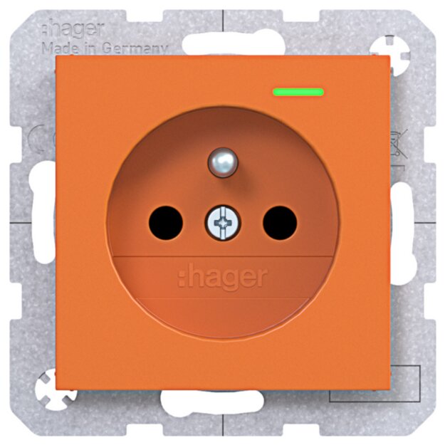 Hager WAS1863AP Steckdose SCHUKO LED mit erhöhtem Berührungsschutz Ax/Cx Orange gl