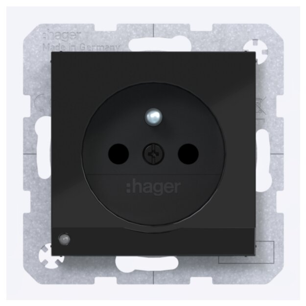 Hager WAS1862BG STD SKT LED-O.Li mit erhöhtem Berührungsschutz SLKL Ax/Cx Schwarz glänzend