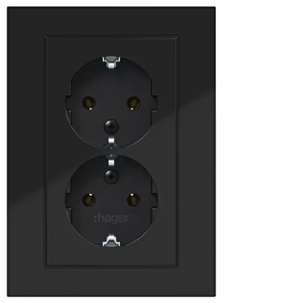 Hager WAS2177BG D-STD SCHUKO Abdeckplatte SK A.8 Schwarz glänzend
