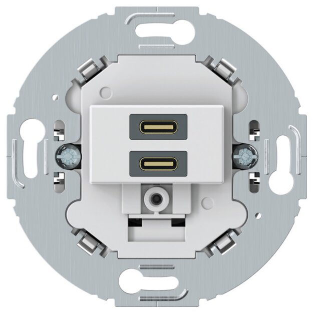 Hager WTS4155WM USB-Ladsteckdose UP C+C PD20W rund Polarweiß matt