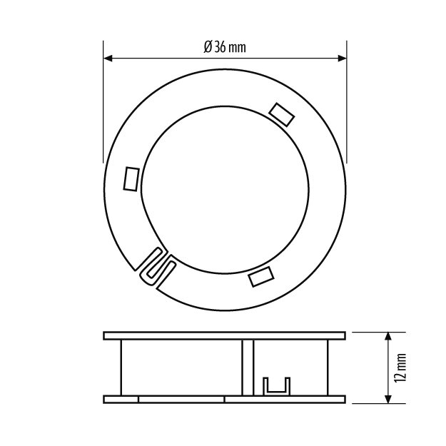 Esylux COMPACT MINI MOUNTING SET 8/12 Deckeneinbauset COMPACT MINI mit Federklammern und Klemmring 8 m und 12 m EP10426223