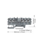 Wago 2001-1501 5-Leiter-Durchgangsklemme 1,5 mm² für Anwendungen Ex e II geeignet Grau