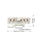 Wago 2201-1509 5-Leiter-Durchgangsklemme mit Drücker 1,5 mm² Lichtgrau