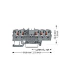 Wago 2201-1501 5-Leiter-Durchgangsklemme mit Drücker 1,5 mm² Grau