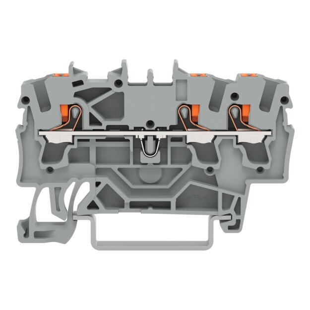 Wago 2202-1301 3-Leiter-Durchgangsklemme mit Drücker 2,5 mm² Grau