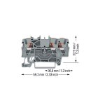 Wago 2202-1301 3-Leiter-Durchgangsklemme mit Drücker 2,5 mm² Grau