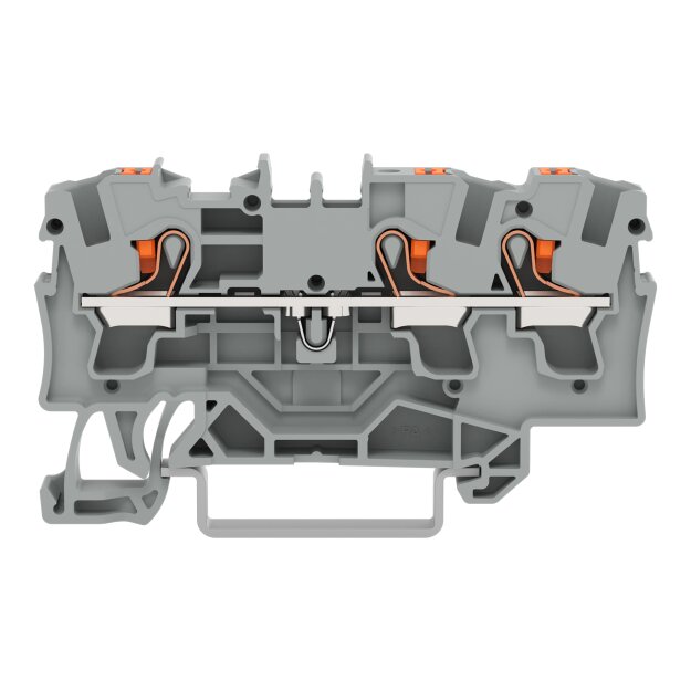 Wago 2204-1301 3-Leiter-Durchgangsklemme mit Drücker 4 mm² Grau