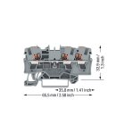 Wago 2204-1301 3-Leiter-Durchgangsklemme mit Drücker 4 mm² Grau