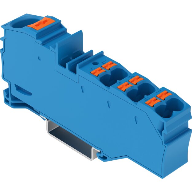 Wago 2216-8034 Verteilerklemme mit Drücker 1 x 16 mm² / 6 x 4 mm² Blau