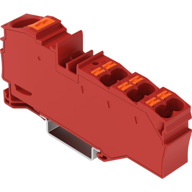 Wago 2216-8033 Verteilerklemme mit Drücker 1 x 16 mm² / 6 x 4 mm² Rot