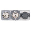 Busch-Jaeger Reflex SI Set: 1x RKB Netzwerkdose flex 136104030 mit Zentralscheibe + 2x 20 EUC-214 SCHUKO® Steckdosen-Einsatz + 1x 2513-214 3-fach Rahmen Alpinweiß
