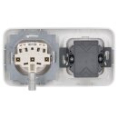 Busch-Jaeger Reflex SI Set: 1x RKB Doppel-Netzwerkdose Up mit Zentralscheibe + 1x 20 EUC-214 Steckdose + 1x 2512-214 2-fach Rahmen
