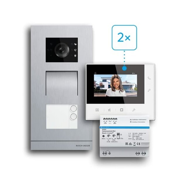 Busch-Jaeger 83-2FHB/SET Zweifamilienhaus-Set Video Basic Welcome 2-Draht Aufputz 2CKA008300A1461