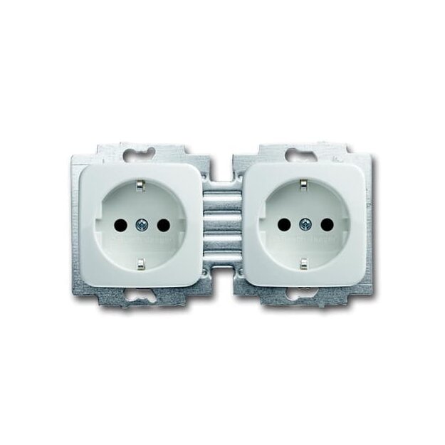 Busch-Jaeger 20-2 EUCKS-214-503 Doppelsteckdose durchverdrahtet Safety+ mit Zentralscheiben 2CKA002014A1471