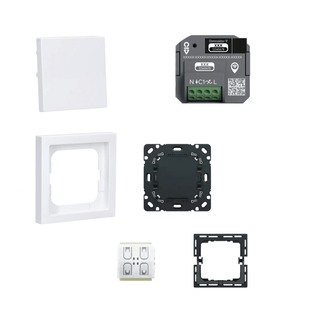 Busch-Jaeger Licht & Szenen Set: 62851 U-WL Dimmaktor 1-fach + 62721 U-WL Smart-Switch + 1721-184K future linear-Abdeckrahmen & 1786-84 Wippe Studioweiß