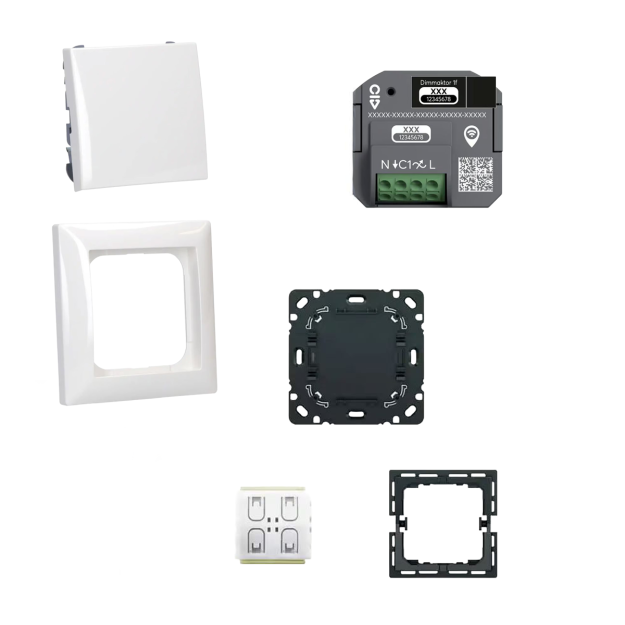 Busch-Jaeger Licht & Szenen Set: 62851 U-WL Dimmaktor 1-fach + 62721/01 U-WL Smart-Switch + Busch-balance SI 1-fach Rahmen & 6735 BT-914 Wippe