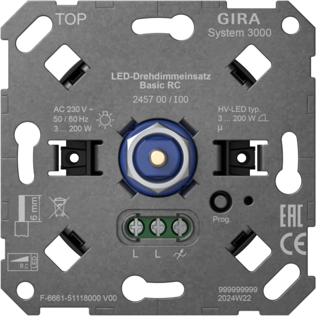 Gira 245700 S3000 LED-Drehdimmeins. Basic RC Einsatz