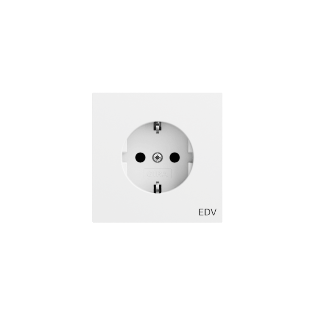 Gira 445872 SCHUKO-Steckdose Aufdruck EDV System 70 Reinweiß matt