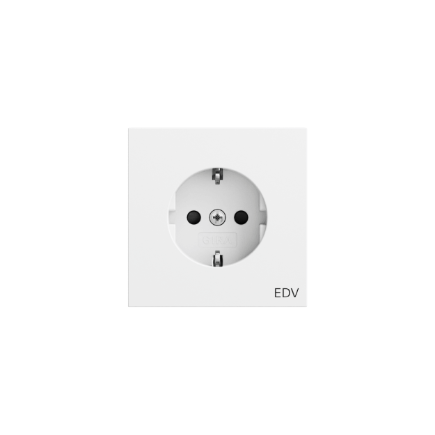 Gira 446172 SCHUKO-Steckdose Aufdruck EDV + SP System 70 Reinweiß matt