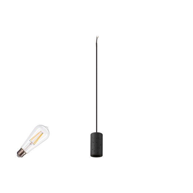 SLV 1012029 FITU LAMP SET PD STONE 1~ Pendelleuchte E27 2700 K PHASE 320° Schwarz